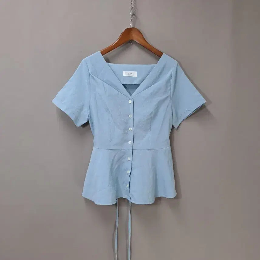 [BUNJANG] Wrap Style Blouse with Back Ribbon Tie / 랩 스타일 뒷리본끈 블라우스