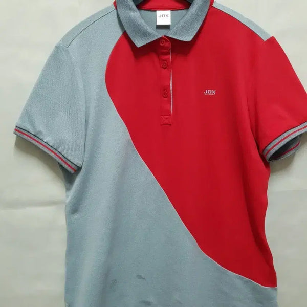 [BUNJANG] JDx Half Sleeve Polo T-Shirt Grey/Red / JDx 반팔 카라티셔츠 그레이/레드