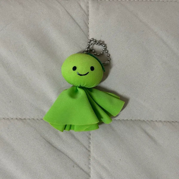 [BUNJANG] Vintage Teruteru Bozu Green Leaf Charm Doll / 빈티지 풀잎 테루테루 보즈 키링인형