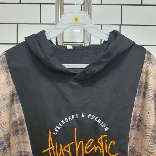 [BUNJANG] Colorblock Printing Hoodie T-Shirt / 노-233 배색 프린팅 후드 티셔츠