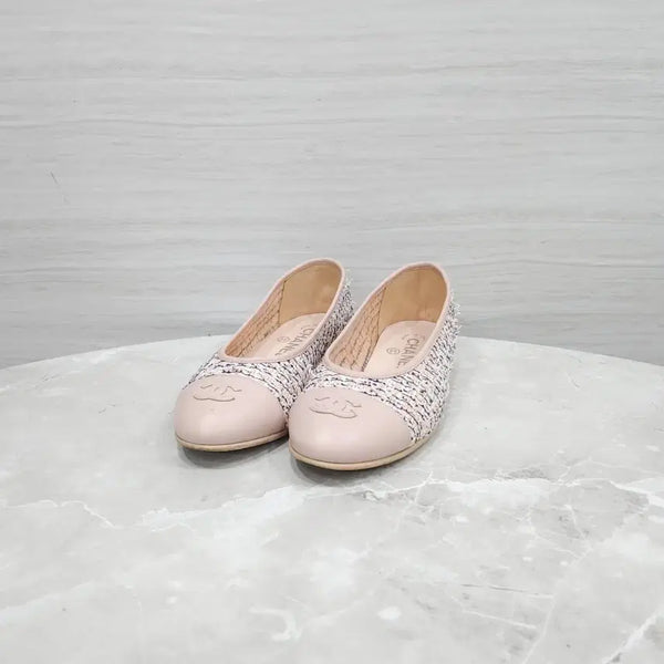 [BUNJANG] Chanel CC Logo Tweed Ballerina Flats G35880 / 36.5 / 샤넬 CC로고 트위드 발레리나 플랫 슈즈 G35880