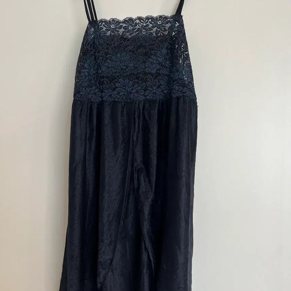 [BUNJANG] Vintage Navy Lace Slip Dress / 빈티지 네이비 슬립 레이스 원피스