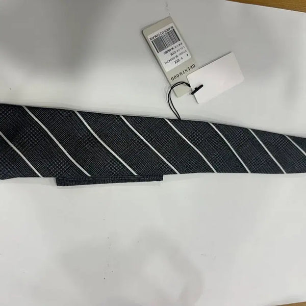 [BUNJANG] Brentwood Diagonal Pattern Zipper Tie + Handkerchief Set / 브렌트우드 지퍼타이  사선패턴 넥타이+행커칩