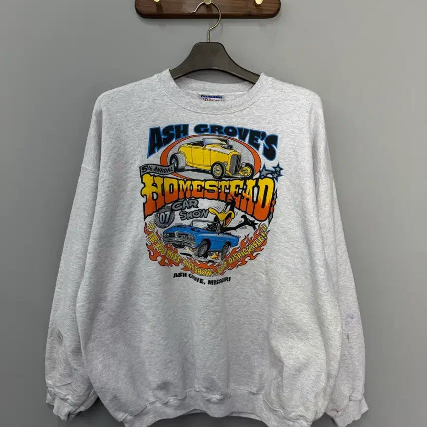 [BUNJANG] Vintage Hanes Car Print Sweatshirt XL / 빈티지 Hanes 카 프린팅 맨투맨 H3123