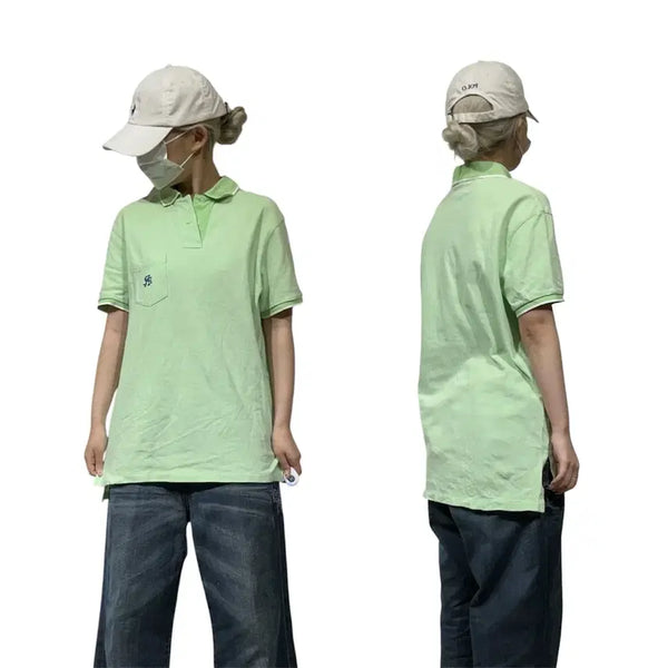 [BUNJANG] Polo Ralph Lauren Green Collar Short Sleeve T-shirt M / 폴로 랄프 로렌 그린 카라 반팔티 M