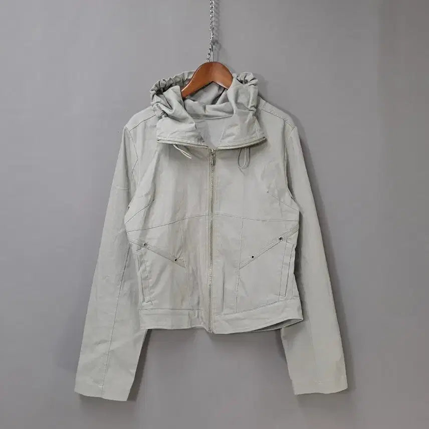 [BUNJANG] Cotton Zip-Up Jacket - Light Khaki / 면소재 라이트 카키 면 집업 자켓