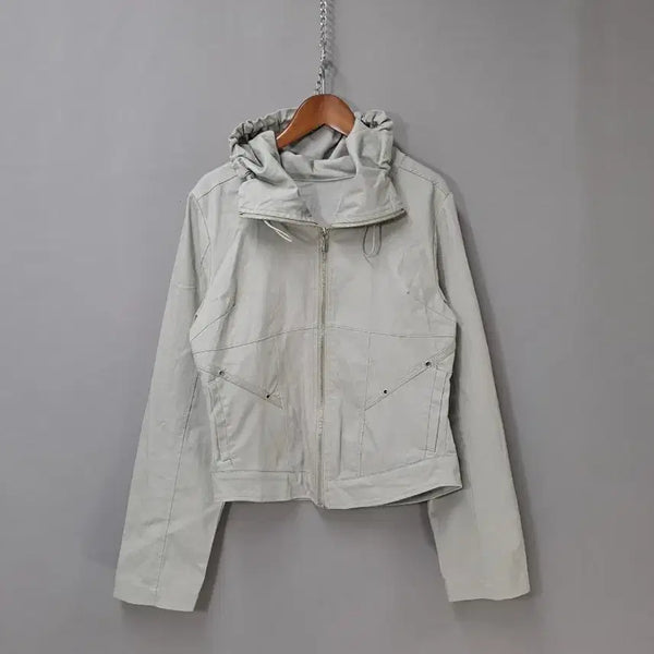 [BUNJANG] Cotton Zip-Up Jacket - Light Khaki / 면소재 라이트 카키 면 집업 자켓