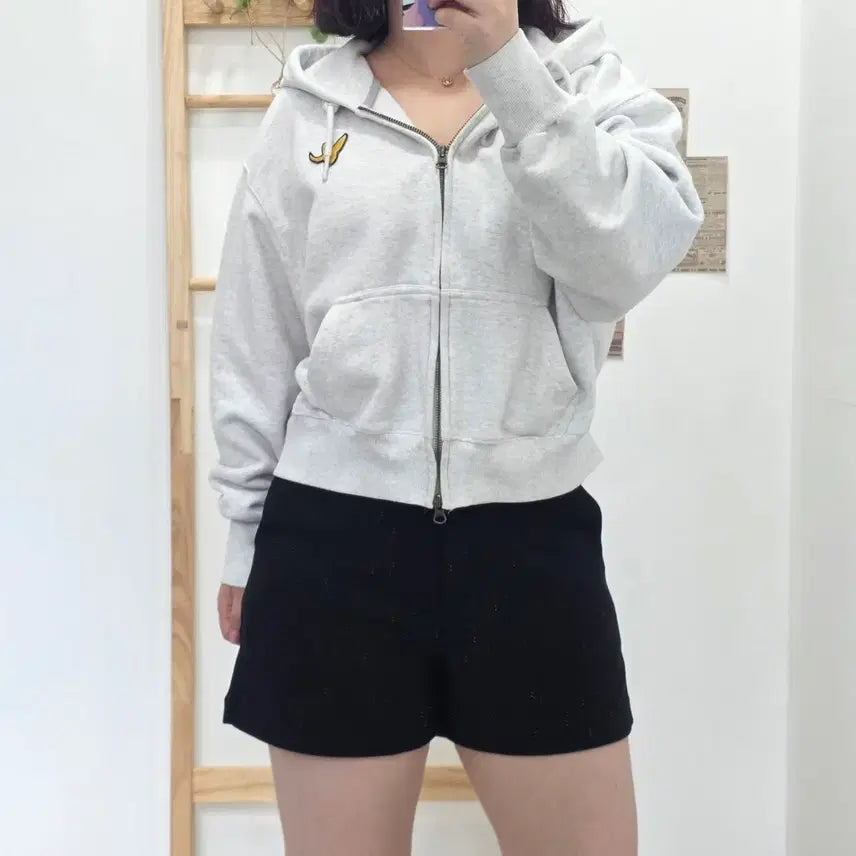 [BUNJANG] WaiKei Crop Hoodie Zip-up Melange Grey XS / [프립]XS/와릿이즌 크롭 후드집업 멜란지회색