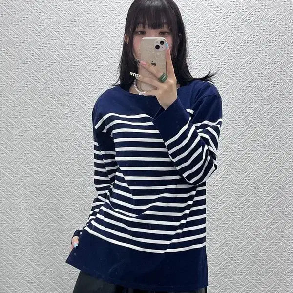 [BUNJANG] Saint James Vintage Striped Long Sleeve T-Shirt / 세인트제임스 빈티지 캐주얼 스트라이프 롱슬리브 100 C13042