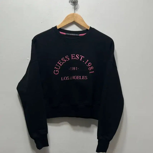 [BUNJANG] Guess Black Pink Logo Sweatshirt XS / 게스 맨투맨 블랙 핑크 로고 XS