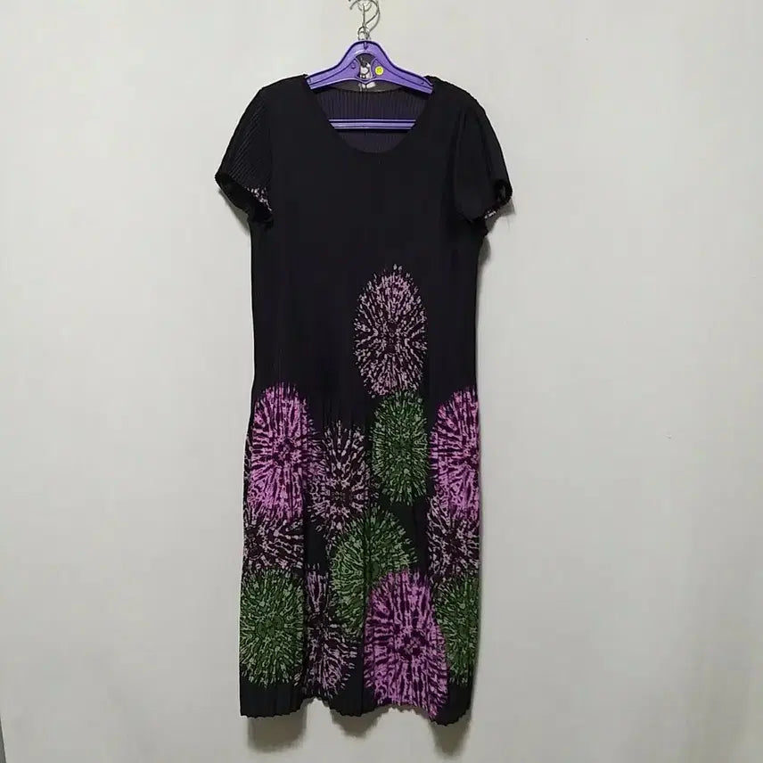 [BUNJANG] Pleated Long Dress with Unique Pattern / 라212 플리츠롱원피스