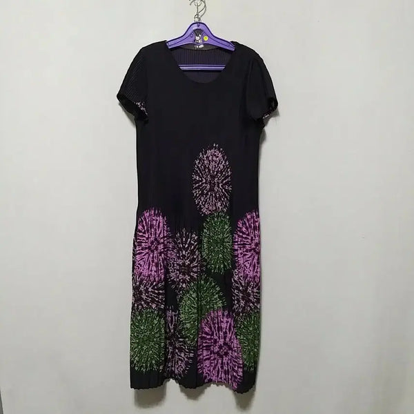 [BUNJANG] Pleated Long Dress with Unique Pattern / 라212 플리츠롱원피스