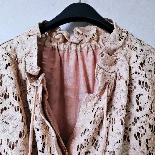 [BUNJANG] MIND Noon G 1351 Beige Punching Cotton Dress / 마인 한섬 베이지 펀칭면 원피스 폴1351