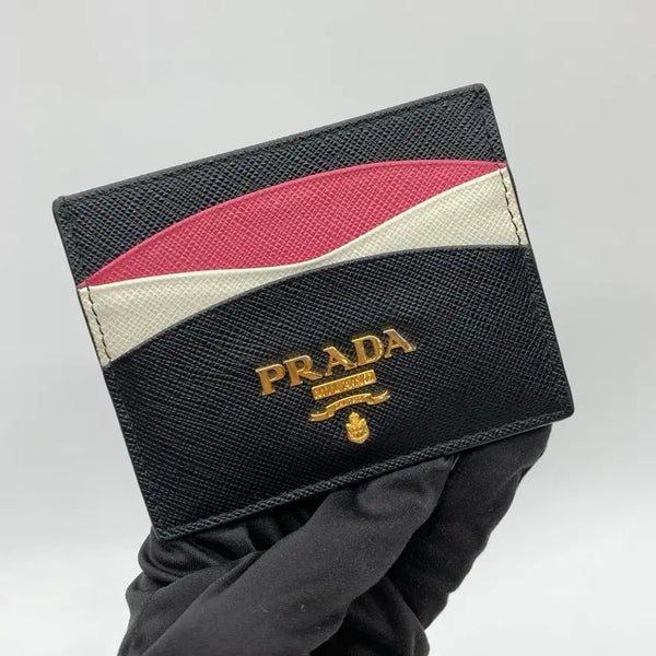 [BUNJANG] Prada Multicolor Card Holder Black/Pink/White / 267002689 프라다 멀티배색 카드지갑 블랙 핑크 화이트