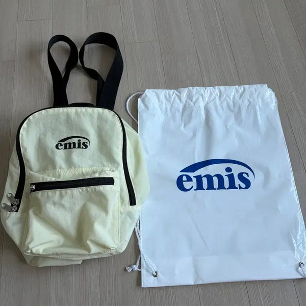 [BUNJANG] Emis New Logo Mini Backpack Ecru / 이미스 뉴로고 미니 백팩 에크루