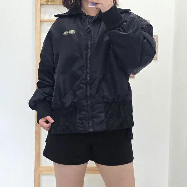 [BUNJANG] Adidas Originals Knit Collar Ribbed Bomber Jacket Black S / [프립]S/아디다스 오리지널스 니트 카라 시보리 봄버 자켓 블랙