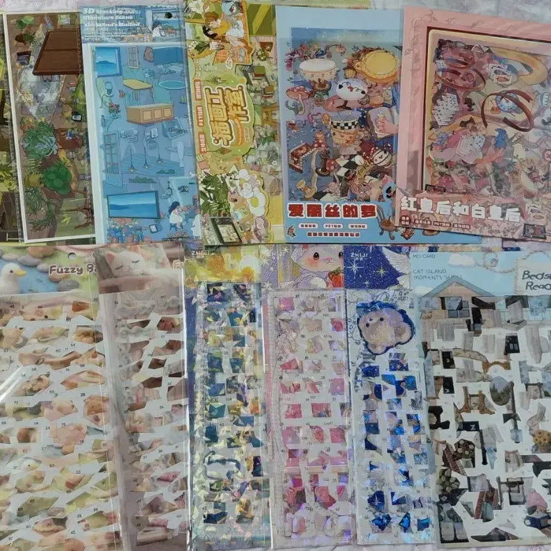 [BUNJANG] 3D Decor Sticker Set (12pcs) with Sticker Book / 3d방꾸미기스티커 12개 스티커북 다꾸