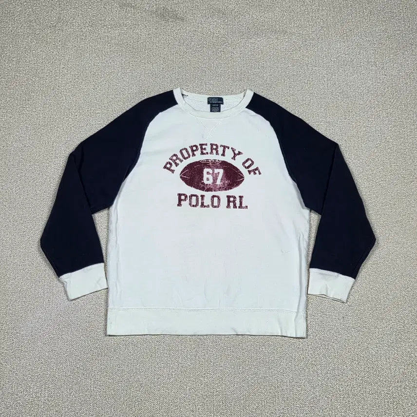 [BUNJANG] Polo Ralph Lauren Football Graphic Raglan Sweatshirt / [폴로 랄프로렌] 풋볼 그래픽 라글란 맨투맨 | A00523