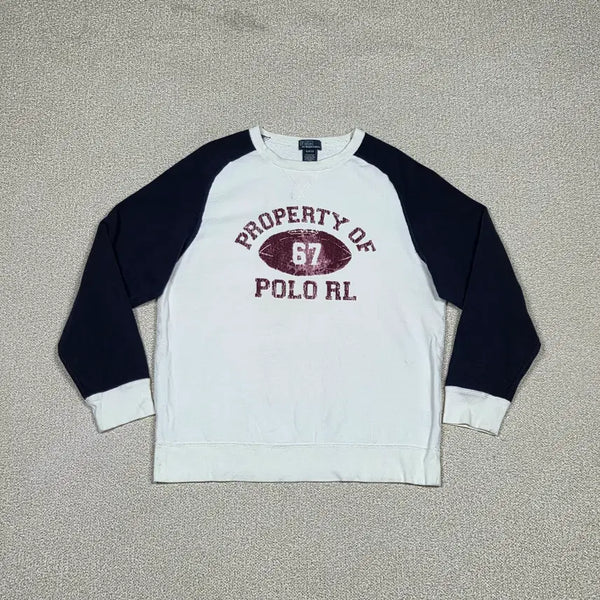 [BUNJANG] Polo Ralph Lauren Football Graphic Raglan Sweatshirt / [폴로 랄프로렌] 풋볼 그래픽 라글란 맨투맨 | A00523