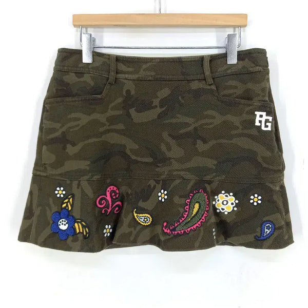 [BUNJANG] PEARLY GATES Women's Embroidered Span Mini Skirt Khaki / 파리게이츠 여성 여름 자수 스판끼 미니스커트 카키 (HU45889)