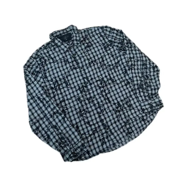 [BUNJANG] Calvin Klein Black Plum Check Button-Down Shirt XL / 캘빈 클라인 블랙 매화 체크 버튼셔츠