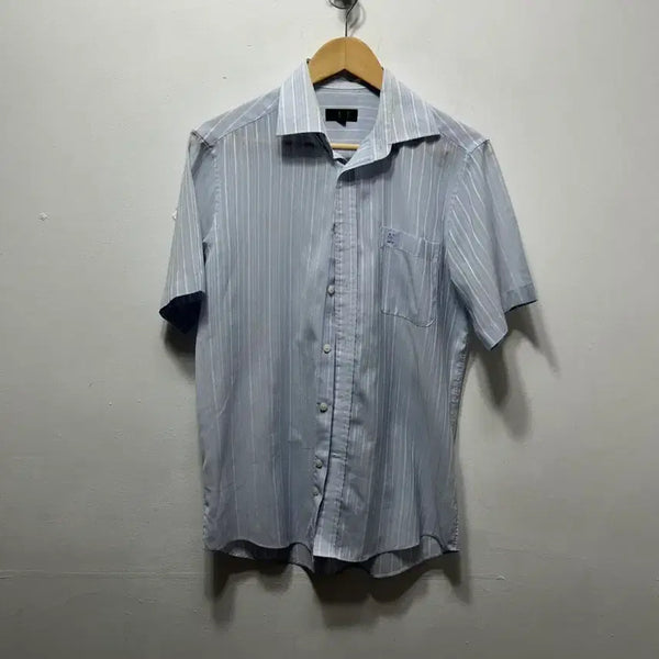 [BUNJANG] DAKS Men's Striped Short-Sleeve Shirt Sky Blue M / DAKS 닥스 남성 반팔 셔츠 스트라이프 하늘색 M