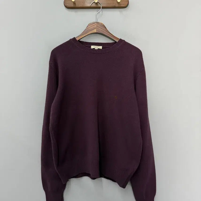 [BUNJANG] Burberry Burgundy Round Neck Knit M / 버버리 버건디 라운드넥 니트 H3129