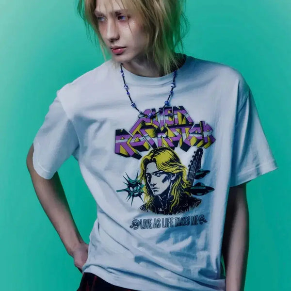 [BUNJANG] WMC x JOOYEON Alien Rock Star T-Shirt White / wmc 엑디즈 주연 콜라보 티셔츠