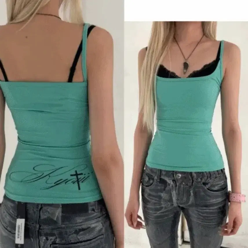 [BUNJANG] Kyoi Mint Lace Sleeveless Top / 쿄이 민트 LACE SLEEVELESS