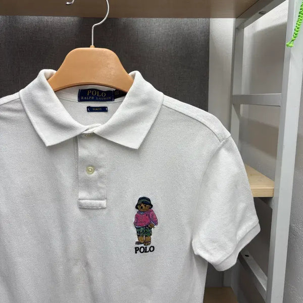 [BUNJANG] Polo Ralph Lauren White Pony Embroidered Short Sleeve Polo Shirt / 폴로 랄프로렌 화이트 포니 자수 반팔 카라티 큐알정품