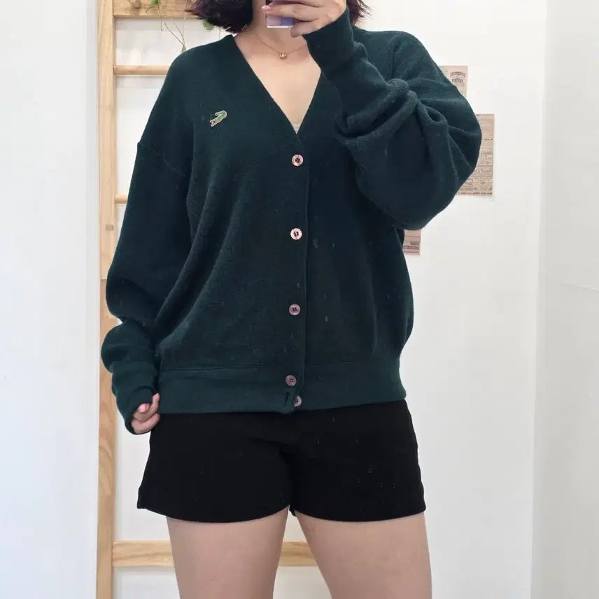 [BUNJANG] Lacoste V-Neck Cardigan Deep Green (Size 100) / [프립]100/라코스테 가디건 딥그린