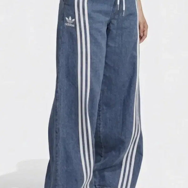 [BUNJANG] Adidas Three-Stripes Denim Wide Pants / 새거 아디다스 삼선 데님 와이드 팬츠 아디다스 데님팬츠