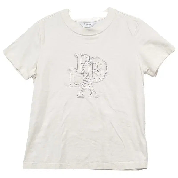 [BUNJANG] PRENDA Printing Beige Short Sleeve T-Shirt (M) / PRENDA 프린팅 베이지 반팔티 M