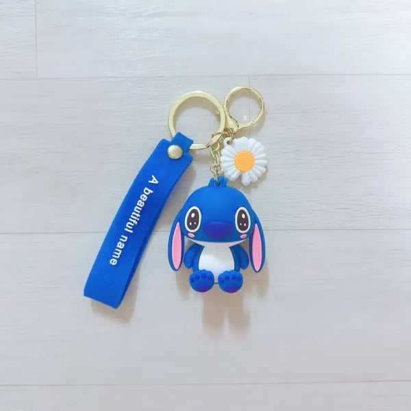 [BUNJANG] Stitch Figure Keyring with Daisy Flower / 스티치 피규어 키링 데이지 꽃 / 새상품