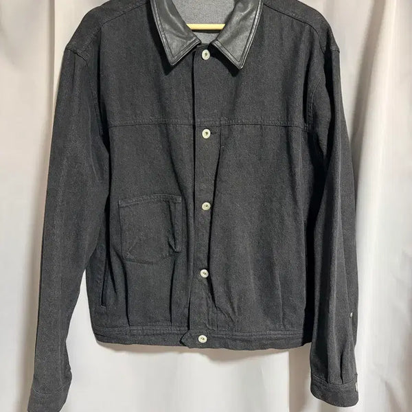 [BUNJANG] Politeu Leather Collar Trucker Jacket / [3] 폴리테루 레더칼라 트러커 자켓