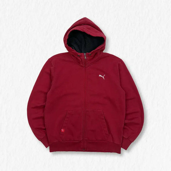 [BUNJANG] Puma Red Fleece Lined Zip-Up Hoodie / 푸마 기모 후드집업 레드