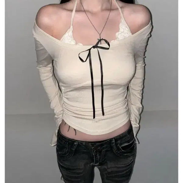 [BUNJANG] The Air Town Layer Ribbon Top / 디에어타운 레이어 리본 탑