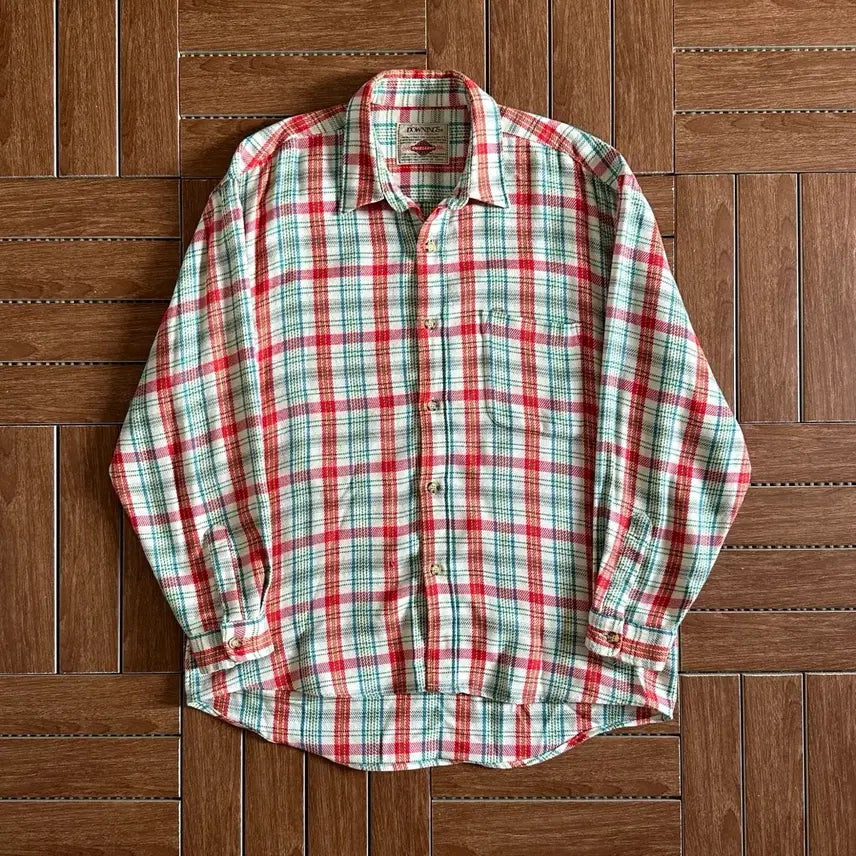 [BUNJANG] 90s Downings Acrylic Check Pocket Shirt L / 90s Downings 아크릴 체크 포켓 셔츠 L