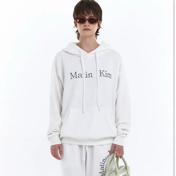 [BUNJANG] Matinkim Logo Hoodie White / 마뗑킴 로고 후드티 화이트