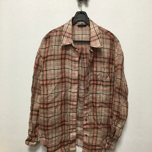 [BUNJANG] Sisley 100% Linen Check Shirt / 시슬리 마100% 체크 남방 셔츠