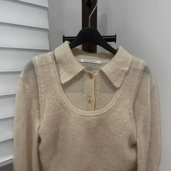 [BUNJANG] the CASHMERE Mohair Knit Cardigan & Vest Set / 더캐시미어(the CASHMERE) 모헤어 니트 가디건 베스트 세트
