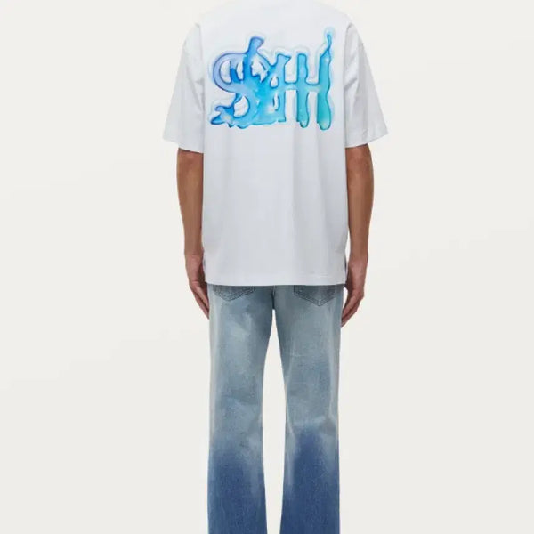 [BUNJANG] Solid Homme Cooling Water Graphic White T-shirt Size 50 / 50/ 솔리드옴므 쿨링워터 그래픽 화이트 반팔