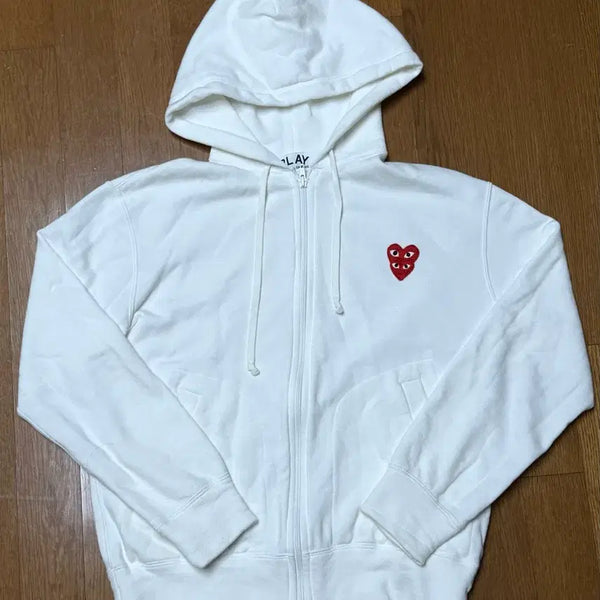 [BUNJANG] Comme des Garçons White Hoodie Zip-Up S / 꼼데가르송 화이트 후드집업 s