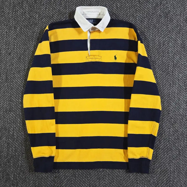 [BUNJANG] Polo Ralph Lauren Yellow Navy Rugby Shirt / 폴로 랄프로렌 옐로우 네이비 럭비티 셔츠