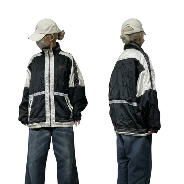 [BUNJANG] Asics Old Skool Track Jacket White Line Oversized Fit Black / 아식스 블랙 올드스쿨 화이트 라인 오버핏 트랙 자켓 M