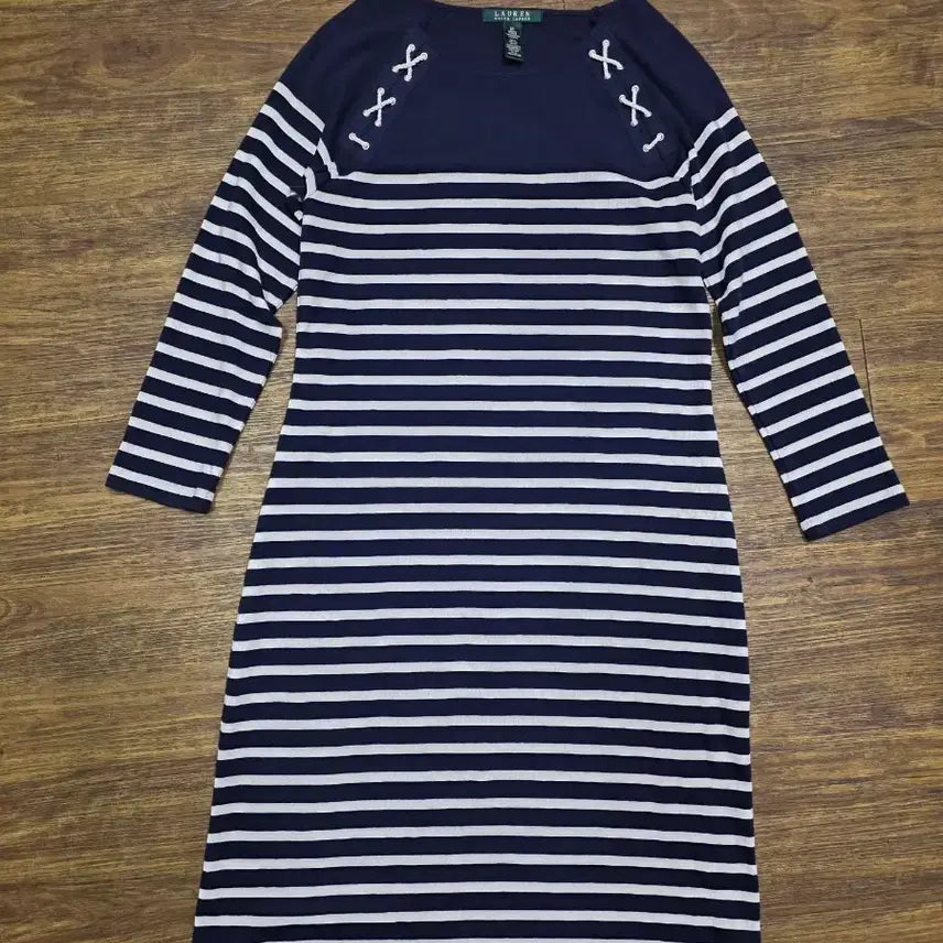 [BUNJANG] Polo Ralph Lauren Striped 7/10 Sleeve Dress / 폴로 랄프로렌 스트라이프 7부원피스