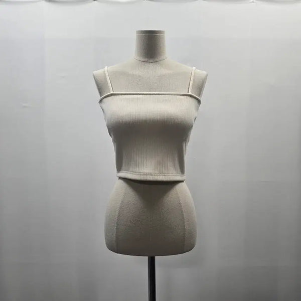 [BUNJANG] Ribbed Sleeveless Crop Top Bra Top - Ivory / 0531 [wearable]골지 민소매 크롭탑 브라탑 아이보리