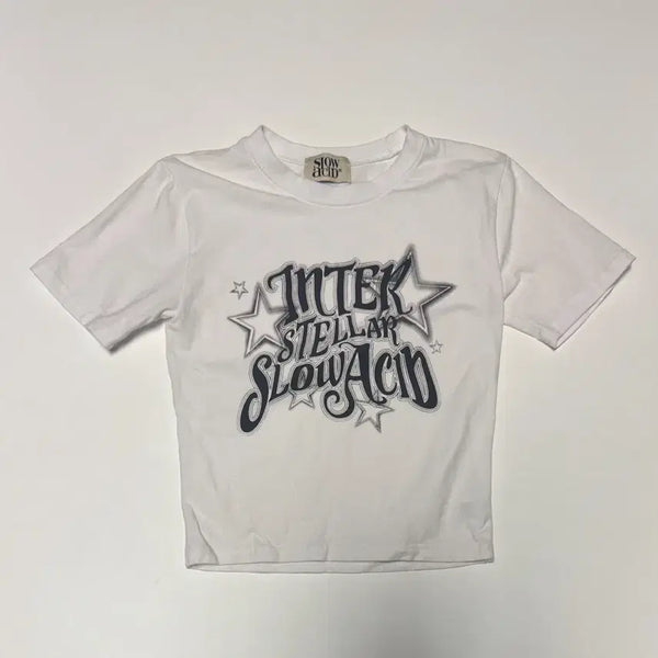 [BUNJANG] Slow Acid Interstellar Crop Short Sleeve T-Shirt / 여성 슬로우애시드 23년도 인터스텔라 크롭 반팔 티셔츠