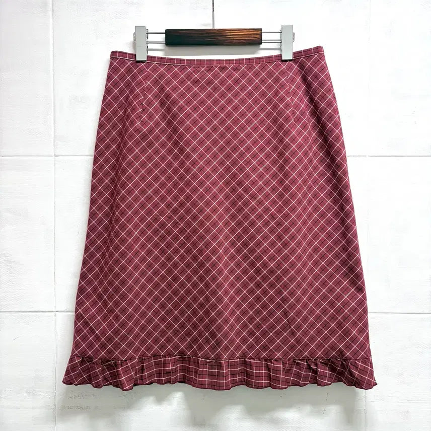 [BUNJANG] CHISOTTO Red Check Frill Midi Skirt / CHISOTTO 레드 체크 프릴 미디 스커트 80 JPN