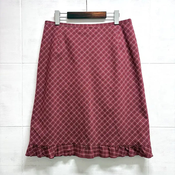 [BUNJANG] CHISOTTO Red Check Frill Midi Skirt / CHISOTTO 레드 체크 프릴 미디 스커트 80 JPN